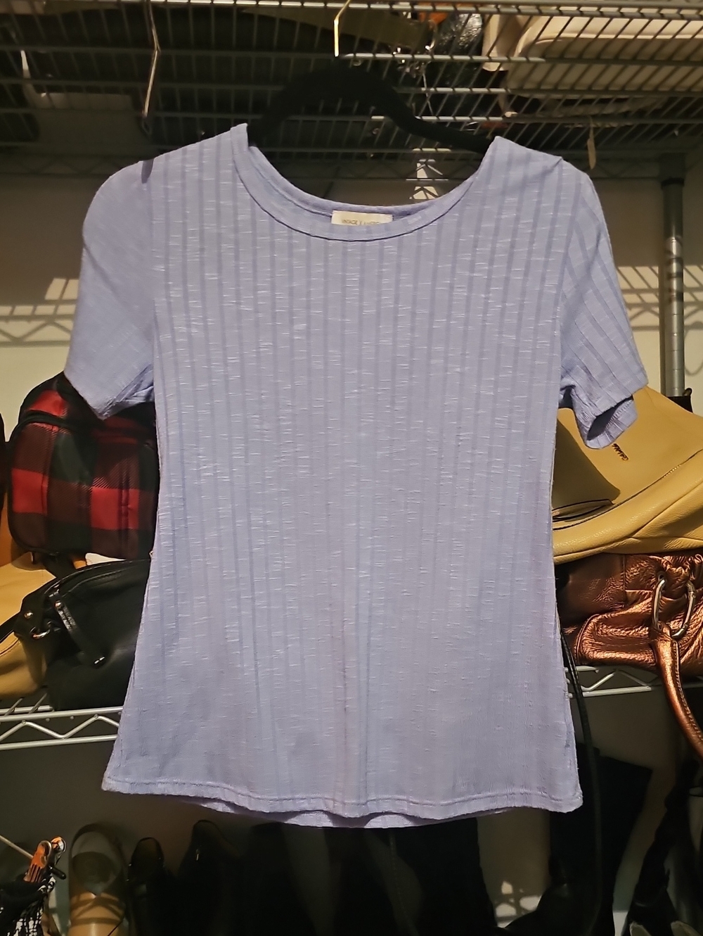 Vintage America Light Purple Ribbed Short Sleeve Tee